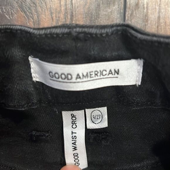 Good American good waist cropped black Jeans size 4 / 27 raw hem - Picture 4 of 11